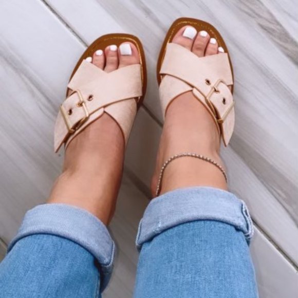 👠 Criss-Cross Open Toe Slide Sandal Flip Flops - Picture 4 of 6